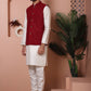 Embroidered and Sequin Nehru Jacket With Solid Kurta Pyjama ( ANMKPWC 636W 7004Maroon )
