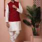 Embroidered and Sequin Nehru Jacket With Solid Kurta Pyjama ( ANMKPWC 636W 7004Maroon )