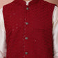 Embroidered and Sequin Nehru Jacket With Solid Kurta Pyjama ( ANMKPWC 636W 7004Maroon )