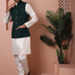 Embroidered and Sequin Nehru Jacket With Solid Kurta Pyjama ( ANMKPWC 636W 7004Olive )