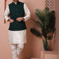 Embroidered and Sequin Nehru Jacket With Solid Kurta Pyjama ( ANMKPWC 636W 7004Olive )