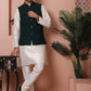 Embroidered and Sequin Nehru Jacket With Solid Kurta Pyjama ( ANMKPWC 636W 7004Olive )