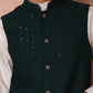 Embroidered and Sequin Nehru Jacket With Solid Kurta Pyjama ( ANMKPWC 636W 7004Olive )