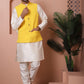 Embroidered and Sequin Nehru Jacket With Solid Kurta Pyjama ( ANMKPWC 636W 7004Yellow )