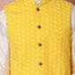 Embroidered and Sequin Nehru Jacket With Solid Kurta Pyjama ( ANMKPWC 636W 7004Yellow )