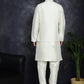 Embroidered and Sequin Nehru Jacket with Solid Kurta Pyjama ( ANMKPWC 636W 7008White )