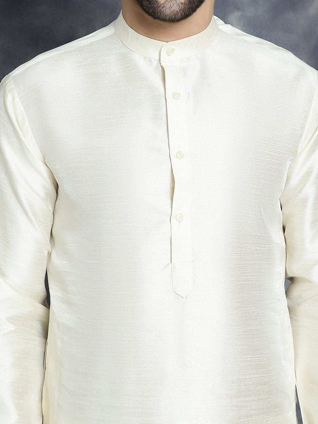 Embroidered and Sequin Nehru Jacket with Solid Kurta Pyjama ( ANMKPWC 636W 7008White )
