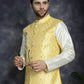 Embroidered and Sequin Nehru Jacket with Solid Kurta Pyjama ( ANMKPWC 636W 7008Yellow )