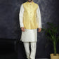 Embroidered and Sequin Nehru Jacket with Solid Kurta Pyjama ( ANMKPWC 636W 7008Yellow )