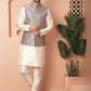 Woven Design Nehru Jacket With Solid Kurta Pyjama ( ANMKPWC 636W 7010Grey )