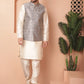 Woven Design Nehru Jacket With Solid Kurta Pyjama ( ANMKPWC 636W 7010Grey )