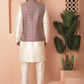 Woven Design Nehru Jacket With Solid Kurta Pyjama ( ANMKPWC 636W 7010Maroon )
