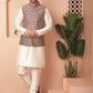 Woven Design Nehru Jacket With Solid Kurta Pyjama ( ANMKPWC 636W 7010Maroon )