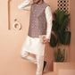 Woven Design Nehru Jacket With Solid Kurta Pyjama ( ANMKPWC 636W 7010Maroon )