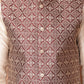 Woven Design Nehru Jacket With Solid Kurta Pyjama ( ANMKPWC 636W 7010Maroon )