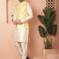 Woven Design Nehru Jacket With Solid Kurta Pyjama ( ANMKPWC 636W 7010Yellow )