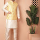 Woven Design Nehru Jacket With Solid Kurta Pyjama ( ANMKPWC 636W 7010Yellow )