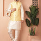 Woven Design Nehru Jacket With Solid Kurta Pyjama ( ANMKPWC 636W 7010Yellow )