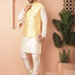 Woven Design Nehru Jacket With Solid Kurta Pyjama ( ANMKPWC 636W 7010Yellow )
