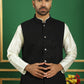 Embroidered and Sequin Nehru Jacket With Solid Kurta Pyjama ( ANMKPWC 636W 7012Black )