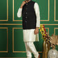 Embroidered and Sequin Nehru Jacket With Solid Kurta Pyjama ( ANMKPWC 636W 7012Black )