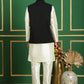 Embroidered and Sequin Nehru Jacket With Solid Kurta Pyjama ( ANMKPWC 636W 7012Black )