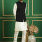 Embroidered and Sequin Nehru Jacket With Solid Kurta Pyjama ( ANMKPWC 636W 7012Black )