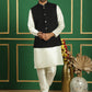 Embroidered and Sequin Nehru Jacket With Solid Kurta Pyjama ( ANMKPWC 636W 7012Black )