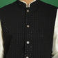 Embroidered and Sequin Nehru Jacket With Solid Kurta Pyjama ( ANMKPWC 636W 7012Black )