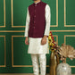 Embroidered and Sequin Nehru Jacket With Solid Kurta Pyjama ( ANMKPWC 636W 7012Purple )