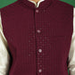 Embroidered and Sequin Nehru Jacket With Solid Kurta Pyjama ( ANMKPWC 636W 7012Purple )