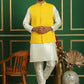 Embroidered and Sequin Nehru Jacket With Solid Kurta Pyjama ( ANMKPWC 636W 7012Yellow )