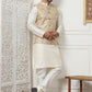 Woven Design Nehru Jacket With Solid Kurta Pyjama ( ANMKPWC 636W 7013Golden )