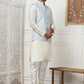 Woven Design Nehru Jacket With Solid Kurta Pyjama ( ANMKPWC 636W 7014Sky )