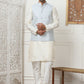 Woven Design Nehru Jacket With Solid Kurta Pyjama ( ANMKPWC 636W 7014Sky )