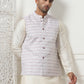Woven Design Nehru Jacket With Solid Kurta Pyjama ( ANMKPWC 636W 7015Purple )
