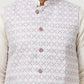 Woven Design Nehru Jacket With Solid Kurta Pyjama ( ANMKPWC 636W 7015Purple )