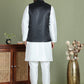 Men's Woven Design Nehru Jacket With Solid Kurta Pyjama ( ANMKPWC 592W 7019Black )