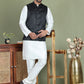 Men's Woven Design Nehru Jacket With Solid Kurta Pyjama ( ANMKPWC 592W 7019Black )