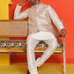 Men's Woven Design Nehru Jacket With Solid Kurta Pyjama ( ANMKPWC 636W 7025Cream )