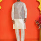 Men's Woven Design Nehru Jacket With Solid Kurta Pyjama ( ANMKPWC 636W 7025Green )