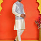 Men's Woven Design Nehru Jacket With Solid Kurta Pyjama ( ANMKPWC 636W 7025Sky )