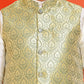 Men's Woven Design Nehru Jacket With Solid Kurta Pyjama ( ANMKPWC 636W 7025Yellow )