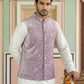 Velvet Embroidered Nehru Jacket Kurta Set ( ANMKPWC 636W 7030Purple )