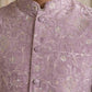 Velvet Embroidered Nehru Jacket Kurta Set ( ANMKPWC 636W 7030Purple )