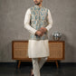 Floral Printed Nehru Jacket Kurta Set ( ANMKPWC 636W 7031Blue )
