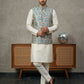 Floral Printed Nehru Jacket Kurta Set ( ANMKPWC 636W 7031Blue )