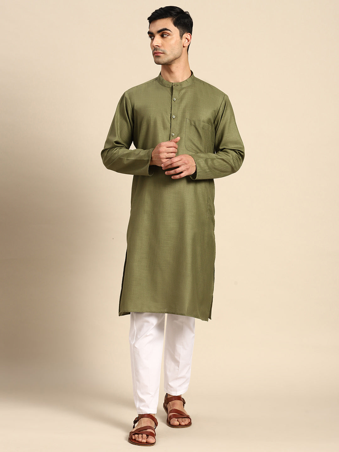 Solid Kurta for Men ( AAMKKO 101Olive )