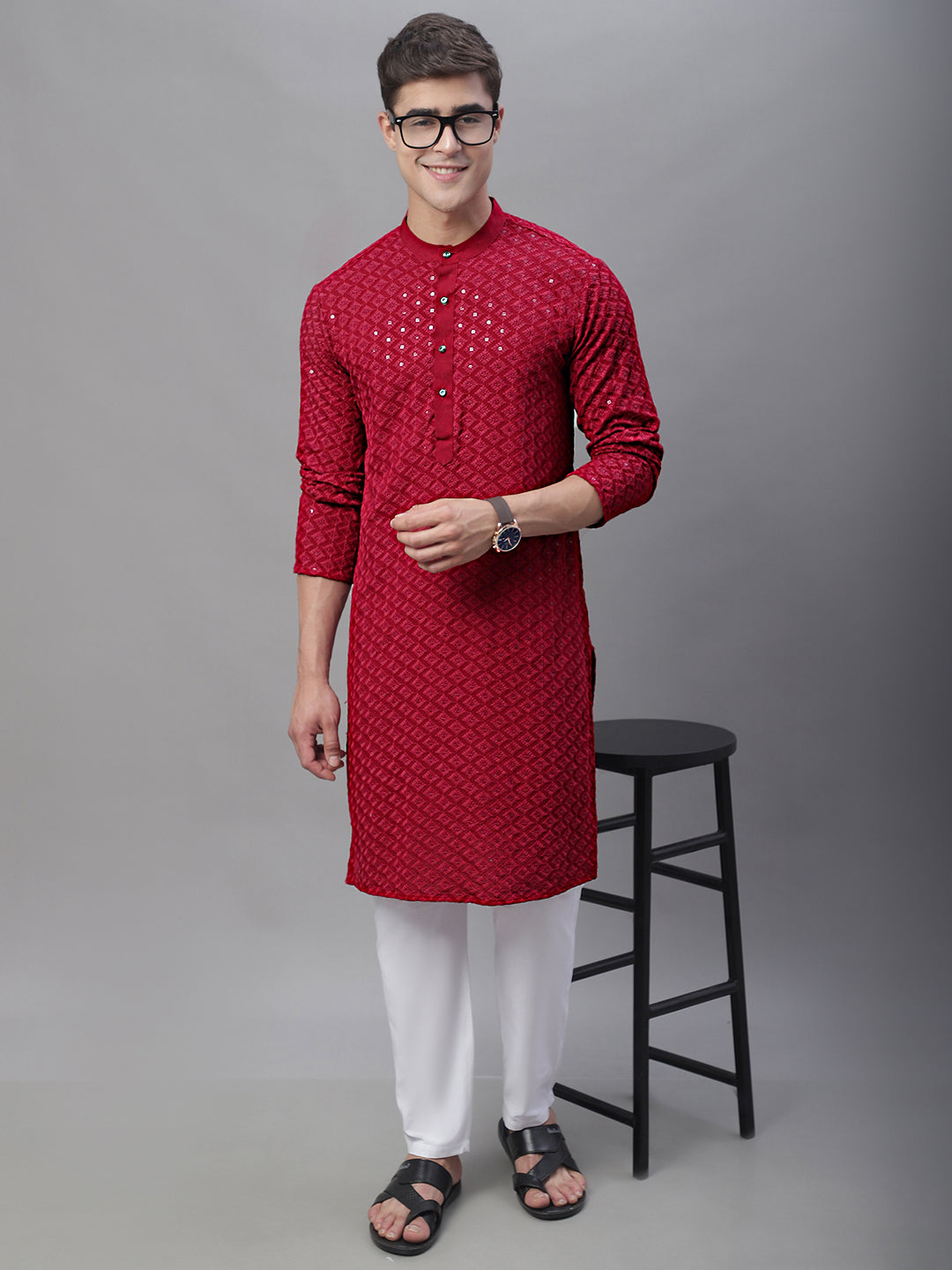 Embroidered Kurtas ( ANMKO 109Maroon )  [RT] [C-9]