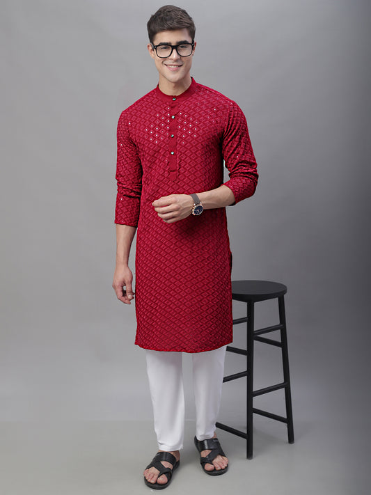 Embroidered Kurtas ( ANMKO 109Maroon )  [RT] [C-9]